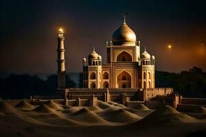 de taj mahal är en vit marmor mausoleum i agra, Indien. ai-genererad foto