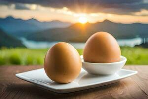 ägg är en bra källa av protein och vitamin d. ai-genererad foto
