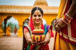 indisk bröllop fotografi i jaipur. ai-genererad foto