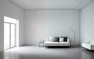 inomhus- interiör minimalism vit Plats begrepp bakgrund skapas med ai generativ foto