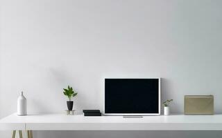 inomhus- interiör minimalism vit Plats begrepp bakgrund skapas med ai generativ foto