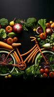 grönsaker i cykel form, äta friska ai genererad foto