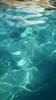 reflekterande aqua blå vatten golv textur vertikal mobil tapet ai genererad foto