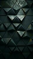 abstrakt svart trianglar på grunge yta för design vertikal mobil tapet ai genererad foto
