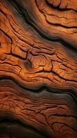 organisk bakgrund med de fil av texturerad bark trä vertikal mobil tapet ai genererad foto