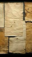 antik papper ark med bärs kanter och texturerad yta vertikal mobil tapet ai genererad foto