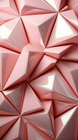 abstrakt design av trianglar färgad i ljus rosa, vit, och guld vertikal mobil tapet ai genererad foto