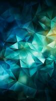 blå, grön, och cyan trianglar sammanfoga med vit, ett abstrakt visuell gobeläng vertikal mobil tapet ai genererad foto