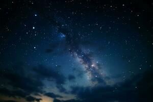 himmelsk förtrollning en låg vinkel glimt av de fascinerande natt himmel ai genererad foto