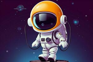 charmig vektor ikon söt astronaut, UFO ballong i lekfull illustration ai genererad foto