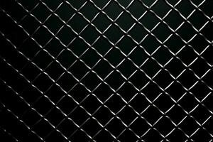 kedja länk maska staket mönster på en skarp svart bakgrund ai genererad foto