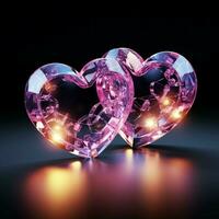 tvilling neon hjärtan skapa en fascinerande visa, förkroppsligande förälskelser strålnings energi för social media posta storlek ai genererad foto