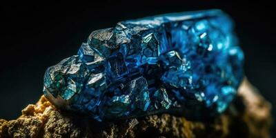 mineral sten korund blå närbild. generativ ai foto