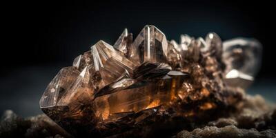 närbild Foto av mineral rökig kvarts, makro. generativ ai