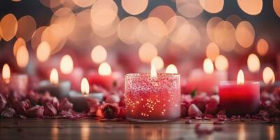 rosa ljus, romantisk bakgrund. generativ ai foto