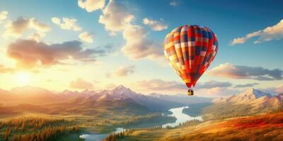 ballong flyg. skön bakgrund, resa tema. generativ ai foto