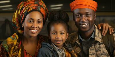 afrikansk familj på de flygplats. resa och semester. generativ ai foto