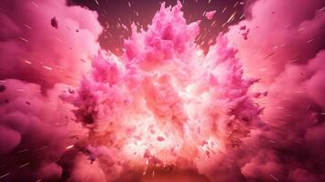 explosion med rosa belysning. generativ ai foto