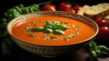 färsk tomat soppa ai genererad foto