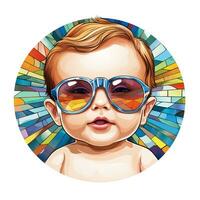 en liten skära bebis färgade glas illustration bakgrund foto