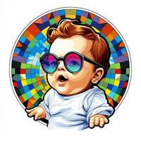 en liten skära bebis färgade glas illustration bakgrund foto