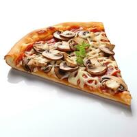 svamp pizza skiva isolerat på vit bakgrund ai genererad foto