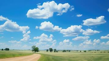 sommar dag och moln i de blå himmel ai genererad foto