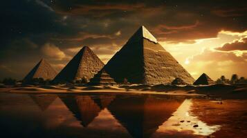 majestätisk pyramid landskap ai genererad foto