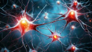neuroner kommunicera med varje Övrig använder sig av elektrokemisk ai genererad foto