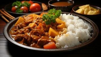 japansk curry ris ai genererad foto