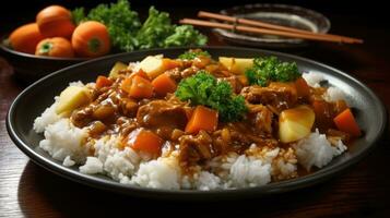 japansk curry ris ai genererad foto