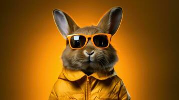 söt kanin bär solglasögon ai genererad foto