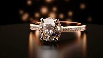 fotografera ett elegant ringa terar en strålnings diamant på en Smycken låda, symboliserar lyx och dyrt. generativ ai foto