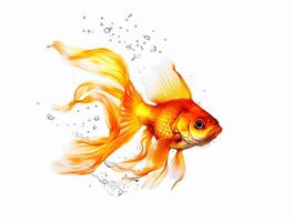 stänga upp Foto av en guldfisk med kopia Plats, gyllene skönhet ai genererad