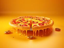 nyligen bakad pizza med gott pålägg ai genererad foto
