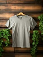 tom grå t-shirt för attrapp design ai genererad foto