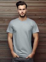 professionell grå t-shirt för attrapp design ai genererad foto