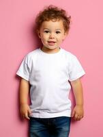 tom vit bebis t-shirt för attrapp design ai genererad foto