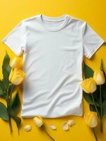 tom vit t-shirt för attrapp design ai generativ foto