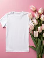 tom vit t-shirt för attrapp design ai generativ foto
