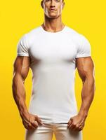män tom vit t-shirt för attrapp design ai generativ foto