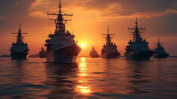 slagskepp i de Marin, militär på hav. generativ ai foto