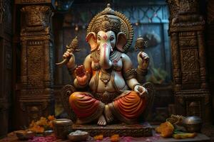 en herre ganpati, ganesha. generativ ai foto