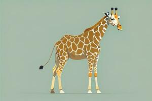 giraff isolerat på grön bakgrund. tecknad serie stil. vektor illustration. ai generativ foto