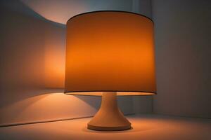 dekorativ tabell lampa på fast Färg bakgrund. ai generativ foto