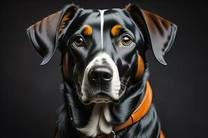 porträtt av en söt hund på en färgrik bakgrund. studio skott. ai generativ foto