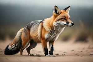 porträtt av en röd räv, vulpes vulpes. ai generativ foto