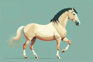 brun och vit häst stående. vektor illustration. ai generativ foto