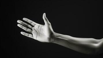 hand gest isolerat på svart bakgrund, ai generativ foto
