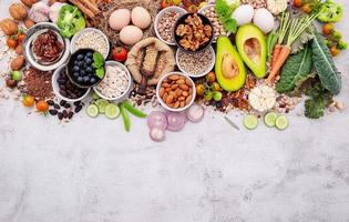 ingredienser för valet av hälsosam mat foto